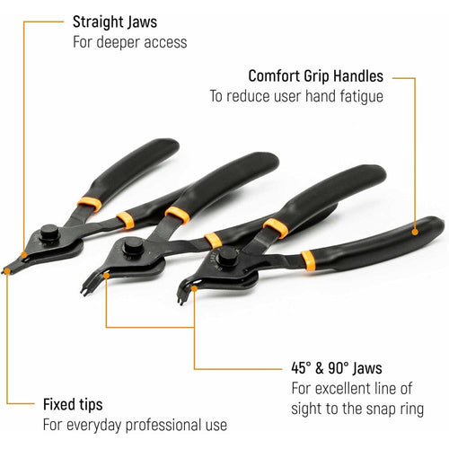 GEARWRENCH 12 Pc. Convertible Snap Ring Plier Set, Fixed Tip - 3495