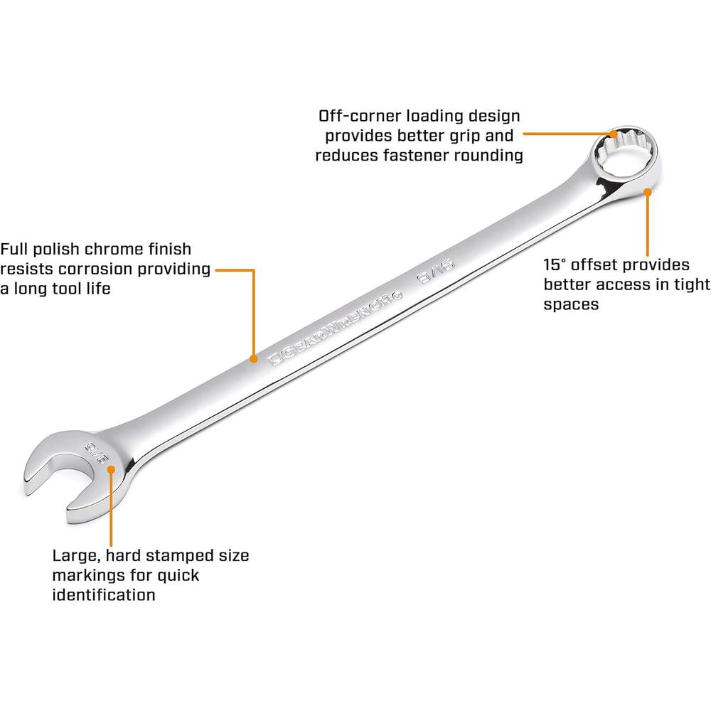 GEARWRENCH 12 Pt. Long Pattern Combination Wrench, 1-1/16" - 81733