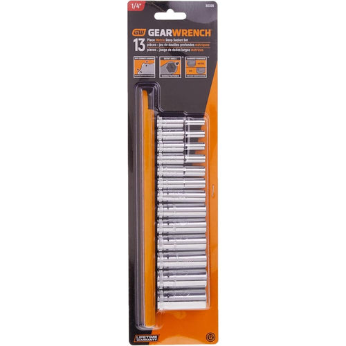 GEARWRENCH 13 Pc. 1/4" Drive 12 Point Deep Metric Socket Set - 80308