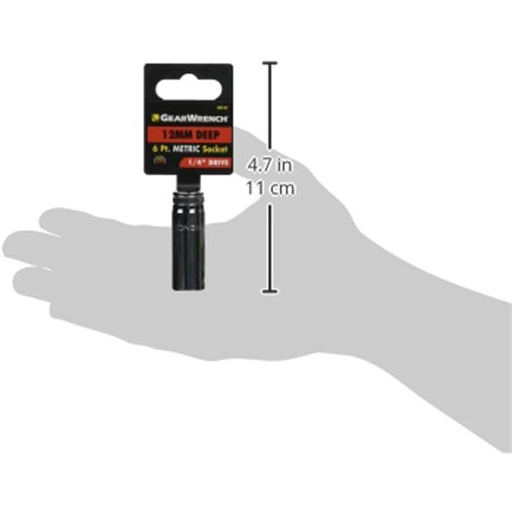 GEARWRENCH 1/4" Drive 6 Point Deep Metric Socket 12mm - 80147