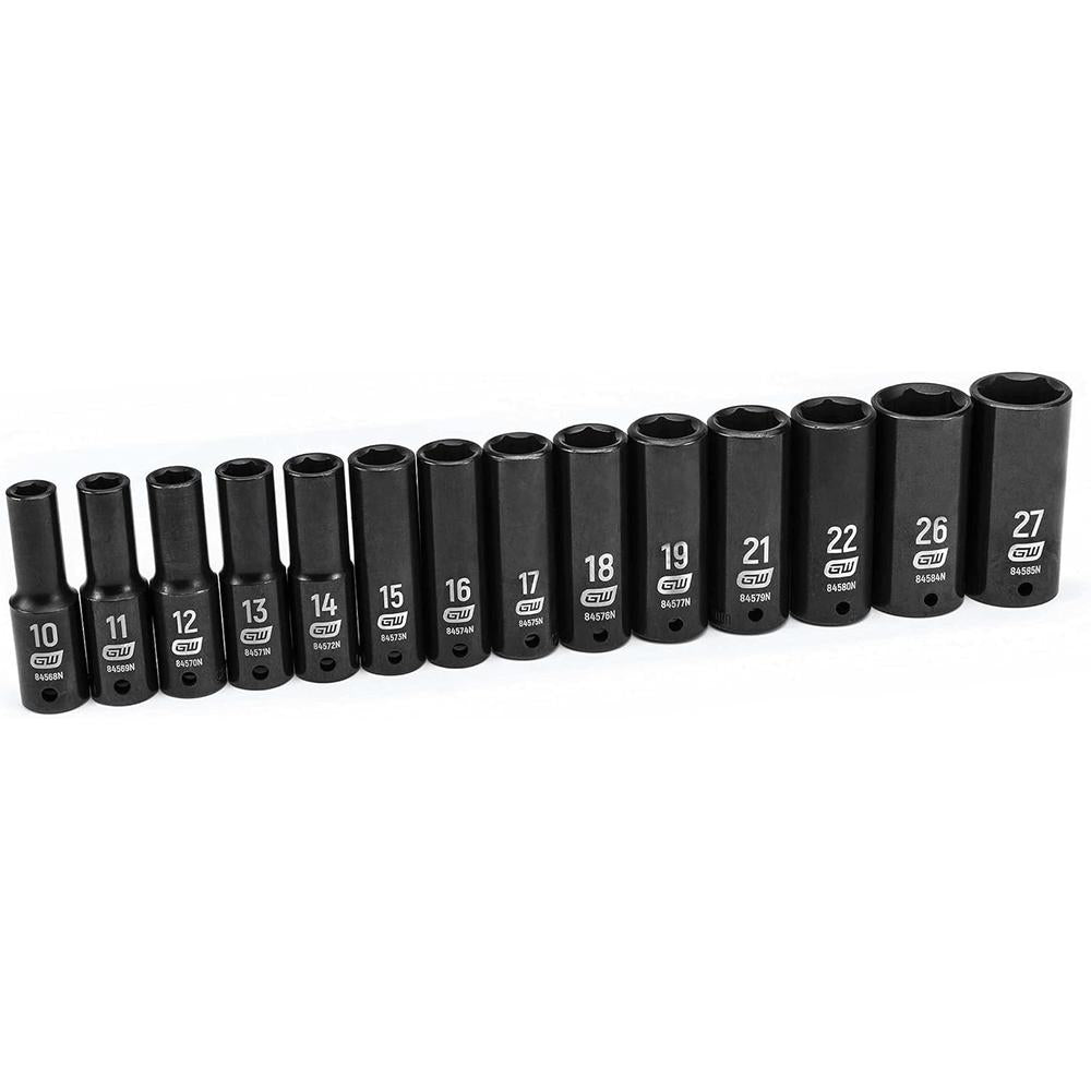 GEARWRENCH 14 Pc. 1/2" Drive 6 Point Deep Impact Metric Socket Set - 84955N