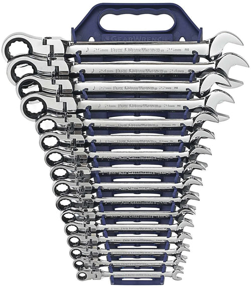 GEARWRENCH 16 Pc. 12 Point Flex Head Ratcheting Combination Metric Wrench Set - 9902D - MPR Tools & Equipment