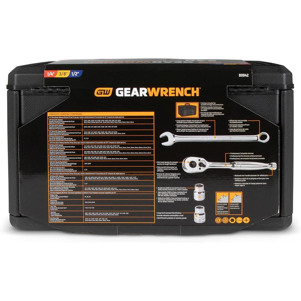 GEARWRENCH 239 Pc. Mechanics Tool Set in 3 Drawer Storage Box - 80942