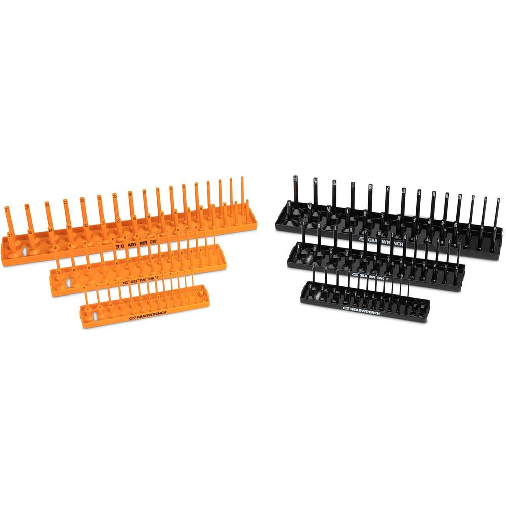 GEARWRENCH 3 Pc. 1/4", 3/8" & 1/2" Drive SAE Socket Storage Tray Set, Black - 83118