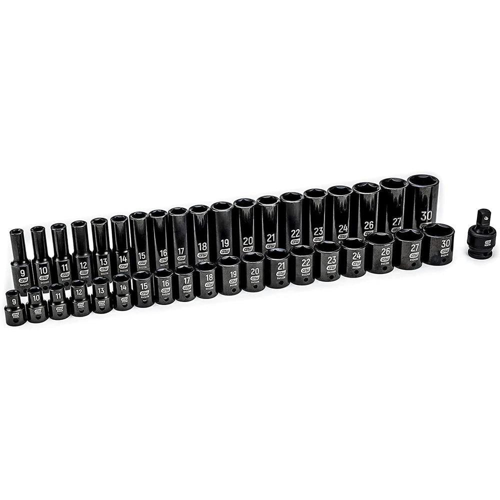 GEARWRENCH 39 Pc. 1/2" Drive 6 Point Standard & Deep Impact Metric Socket Set - 84948N, Black