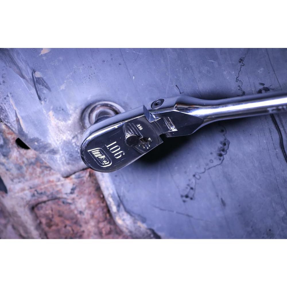 GEARWRENCH 4 Pc 1/4", 3/8" & 1/2" Drive 90 Tooth Flex Head Ratchet Set, Full Polish Chrome - 81230T