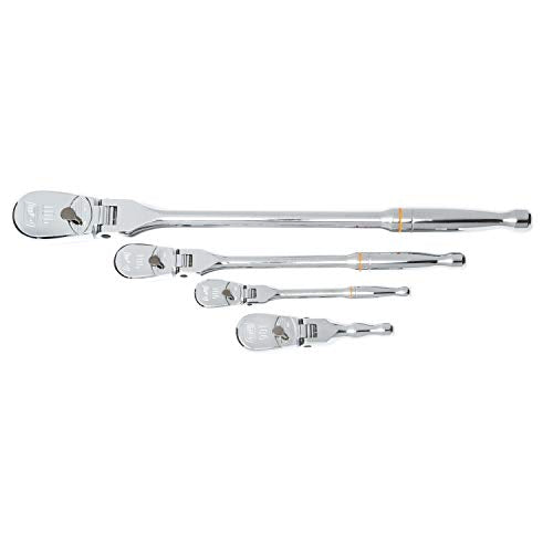 GEARWRENCH 4 Pc 1/4", 3/8" & 1/2" Drive 90 Tooth Flex Head Ratchet Set, Full Polish Chrome - 81230T - MPR Tools & Equipment