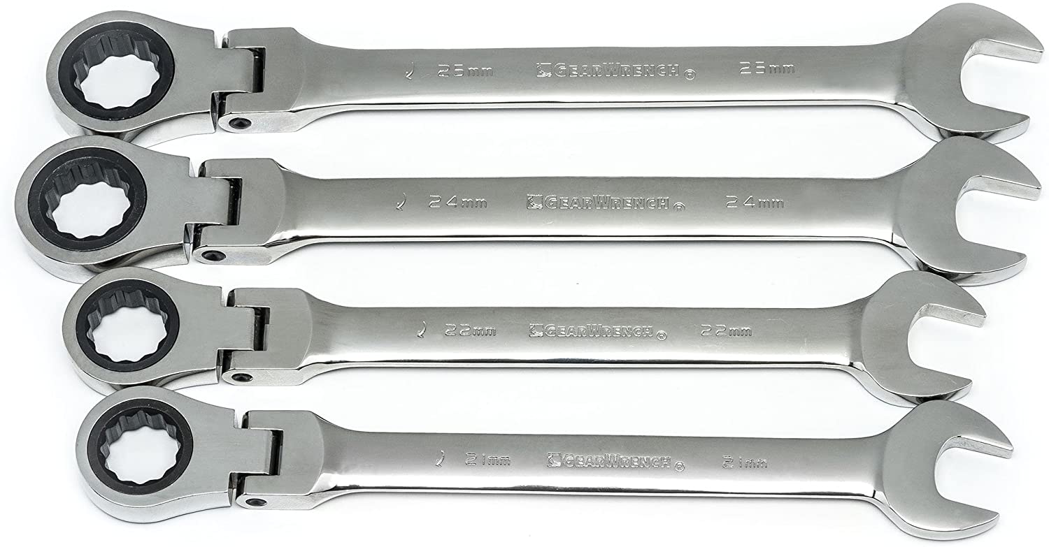 GEARWRENCH 4 Pc. 12 Point Flex Head Ratcheting Combination Metric Wrench Completer Set - 9903D - MPR Tools & Equipment