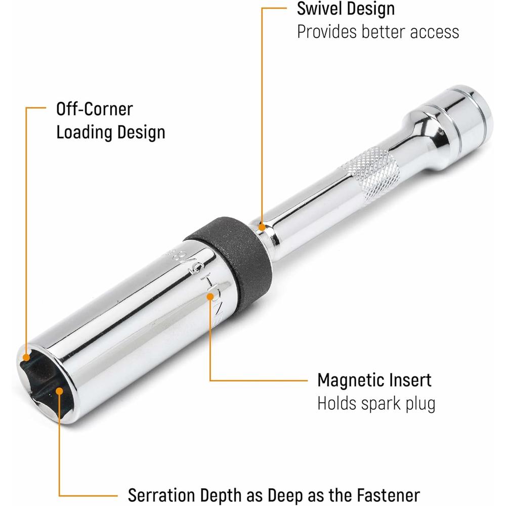 GEARWRENCH 5 Pc. 3/8" Drive 6 Pt. Magnetic Swivel Spark Plug Socket Set, 80601