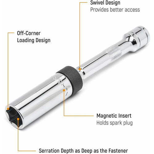 GEARWRENCH 5 Pc. 3/8" Drive 6 Pt. Magnetic Swivel Spark Plug Socket Set, 80601