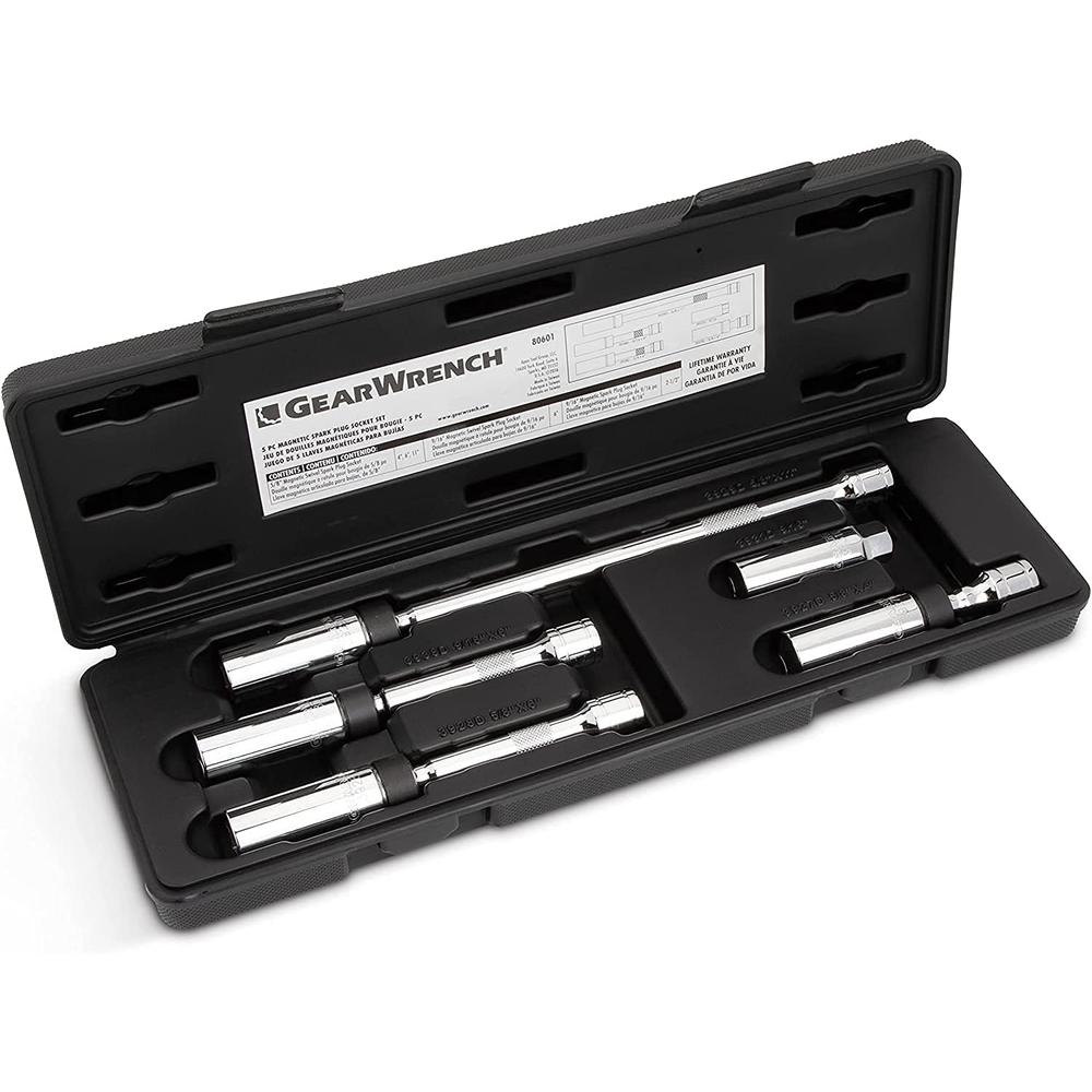 GEARWRENCH 5 Pc. 3/8" Drive 6 Pt. Magnetic Swivel Spark Plug Socket Set, 80601