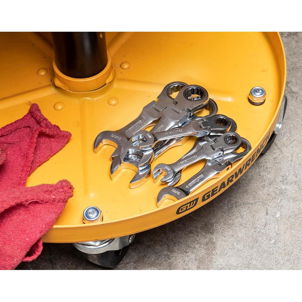 GEARWRENCH 7 Pc. 12 Point Stubby Flex Head Ratcheting Combination SAE Wrench Set - 9570