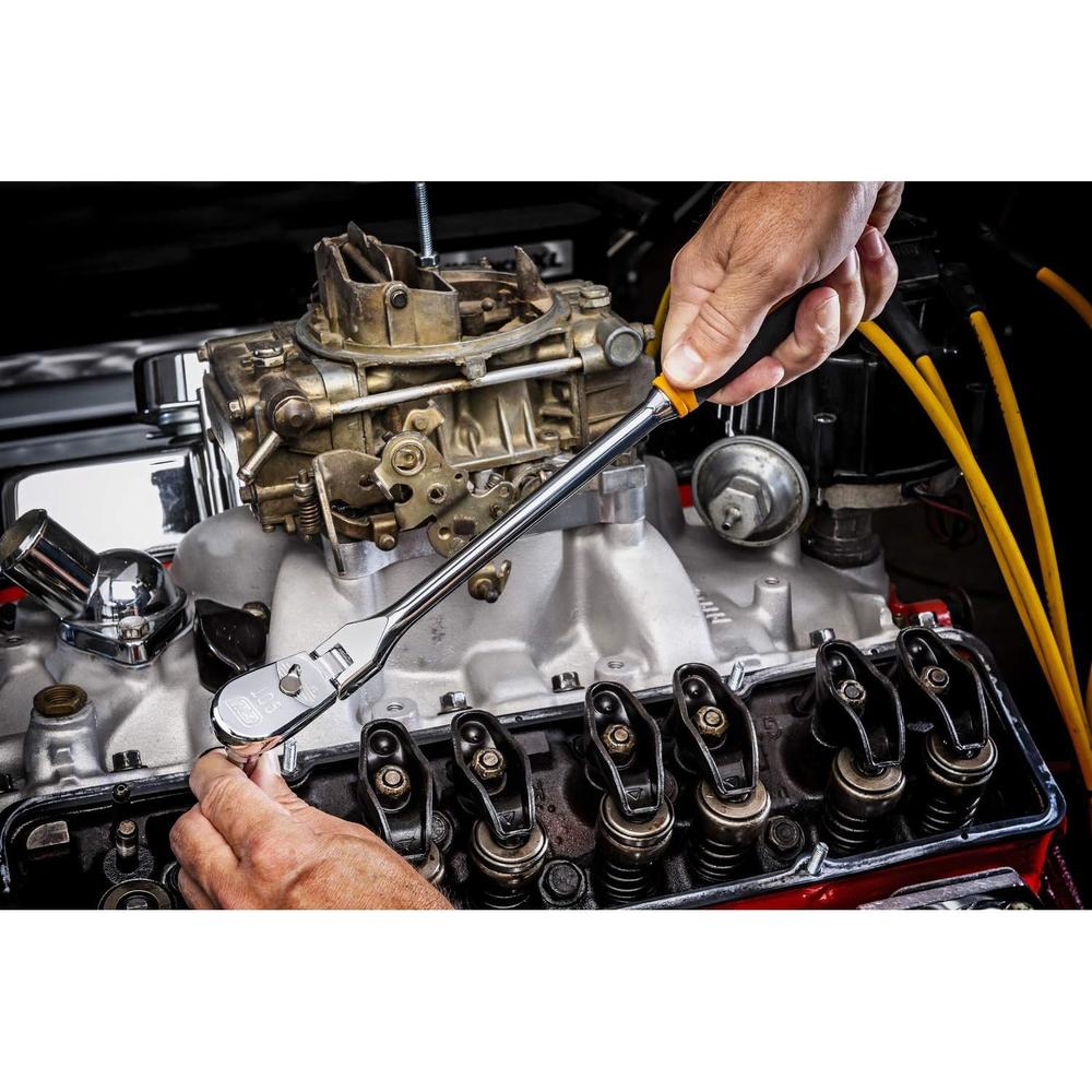 GEARWRENCH 81204T 2pc 1/4" & 3/8" Drive 90-Tooth Dual Material Flex Head Teardrop Ratchet Set