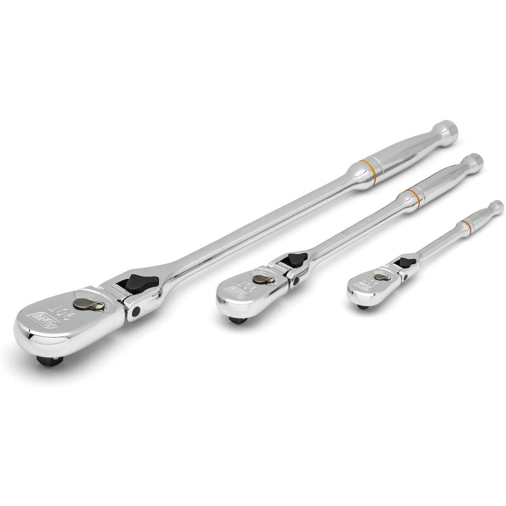 GEARWRENCH 81276T 3pc 1/4", 3/8" & 1/2" Drive 90-Tooth Locking Flex Head Teardrop Ratchet Set