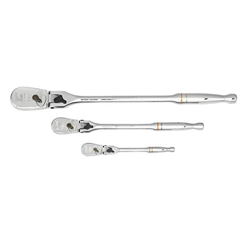 GEARWRENCH 81276T 3pc 1/4", 3/8" & 1/2" Drive 90-Tooth Locking Flex Head Teardrop Ratchet Set - MPR Tools & Equipment