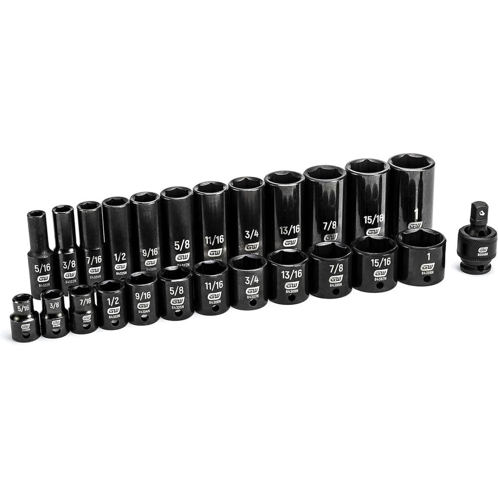 GEARWRENCH 84919N 25pc 3/8" Drive 6 Point Standard & Deep Impact SAE Socket Set