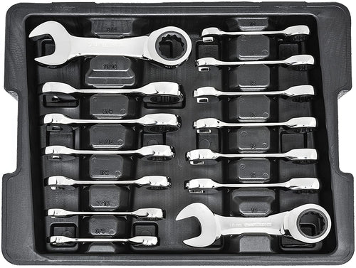 GEARWRENCH 85206 14 Pc. 12 Point Stubby Ratcheting SAE/Metric Combination Wrench Set - MPR Tools & Equipment