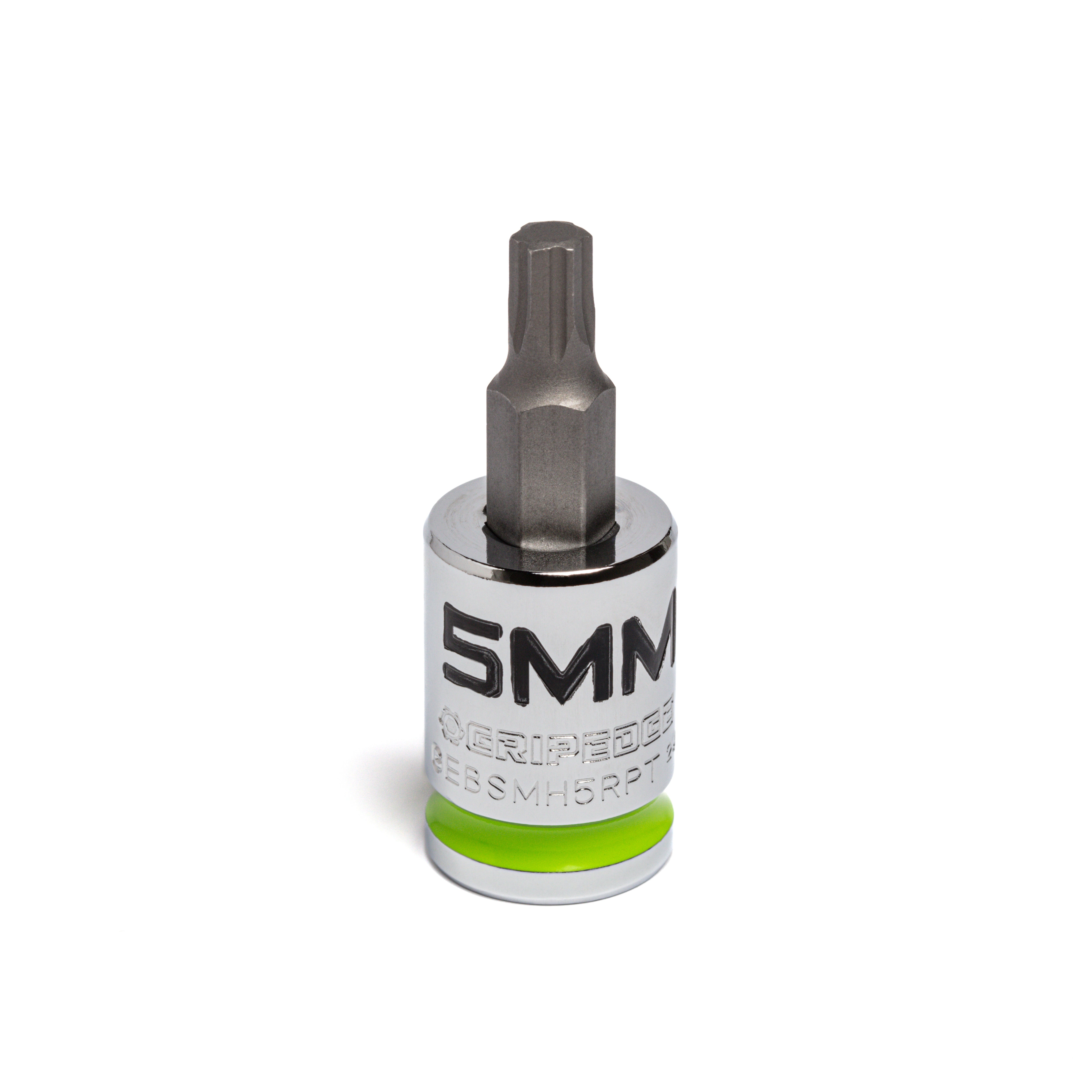 GripEdge GEBSMH5RPT 5mm 3/8" Drive Short RPT Hex Bit Socket with S2 steel bit and green collar band