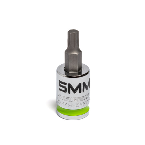 GripEdge GEBSMH5RPT 5mm 3/8" Drive Short RPT Hex Bit Socket with S2 steel bit and green collar band