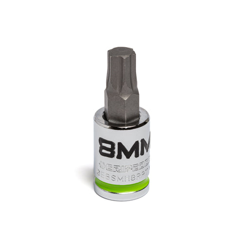 GripEdge GEBSMH8RPT 8mm 3/8" Drive Short RPT Hex Bit Socket with S2 steel bit and chrome body