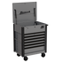 Homak RS Pro 7-Drawer Service Cart in Battleship Gray, open lid 30-degree view showing slotted sides and casters