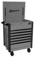 Homak RS Pro 7-Drawer Service Cart in Battleship Gray with lockable flip-top lid open, angled view