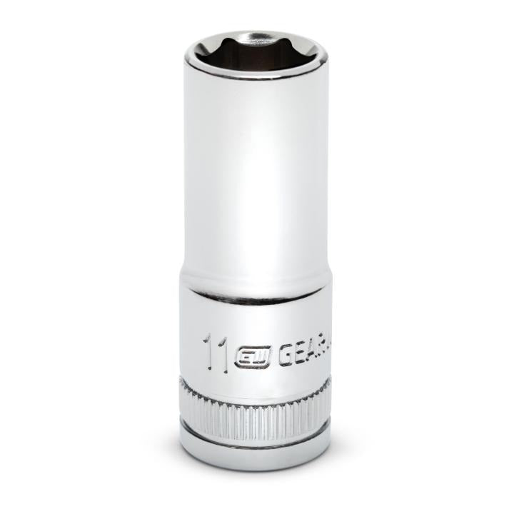 Gearwrench 3/8" Drive 6 Point Mid Length Metric Chrome Socket - side profile