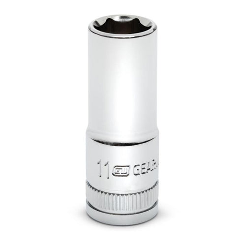 Gearwrench 3/8" Drive 6 Point Mid Length Metric Chrome Socket - side profile