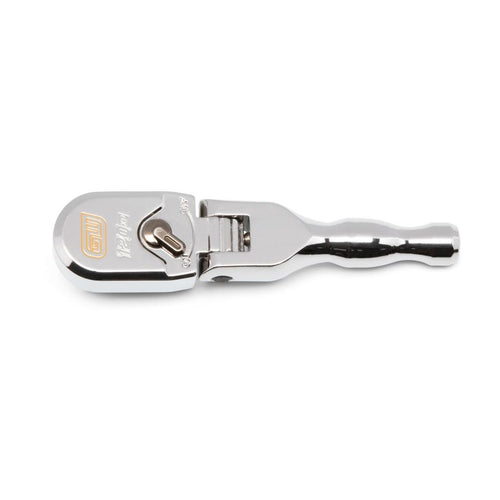 Gearwrench 81212XP 3/8" Drive 120XP Stubby Flex Head Teardrop Ratchet - main product shot, full polish chrome finish
