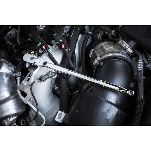 Gearwrench 81297 120XP Locking Flex Head Ratchet shown in use inside a vehicle engine bay