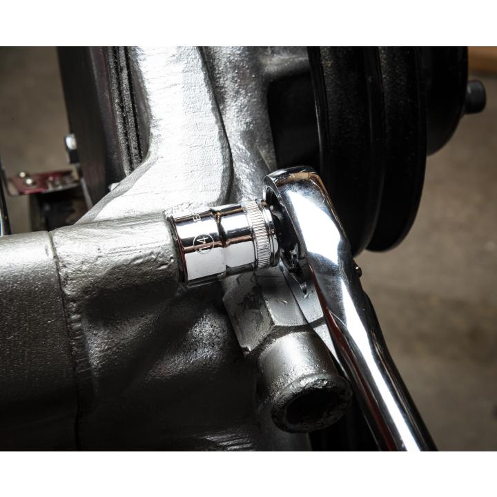 Gearwrench 1/2 in Drive socket in use on engine component with ratchet