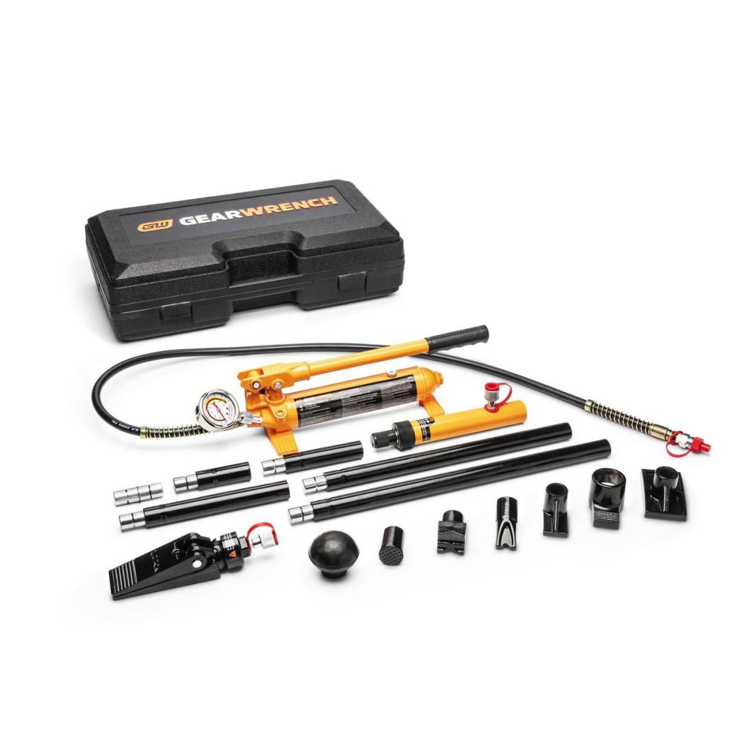 Gearwrench 86970 4 Ton Professional Body Repair Hydraulic Power Kit with full accessory set and blow mold carrying case