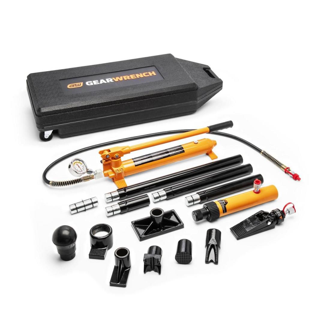 Gearwrench 86972 10 Ton Professional Body Repair Hydraulic Power Kit with all attachments and rolling case