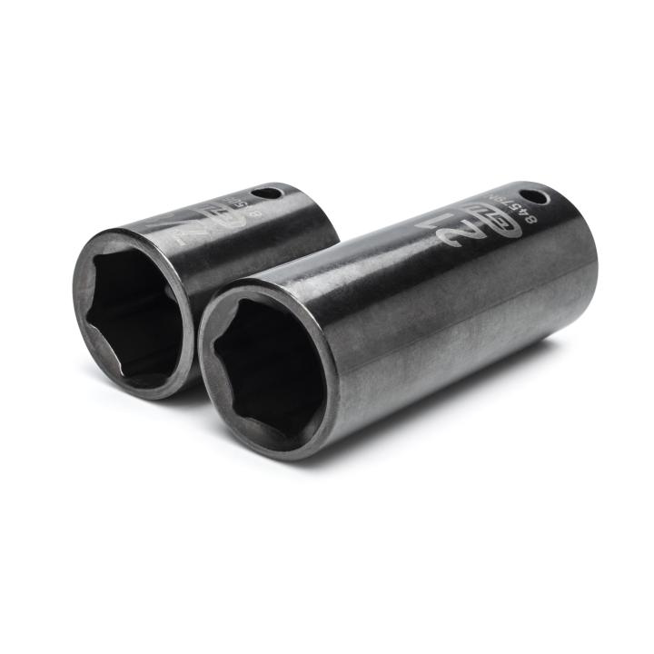 Gearwrench 89095 6-Point Deep Impact Sockets showing black oxide finish and laser etched size markings