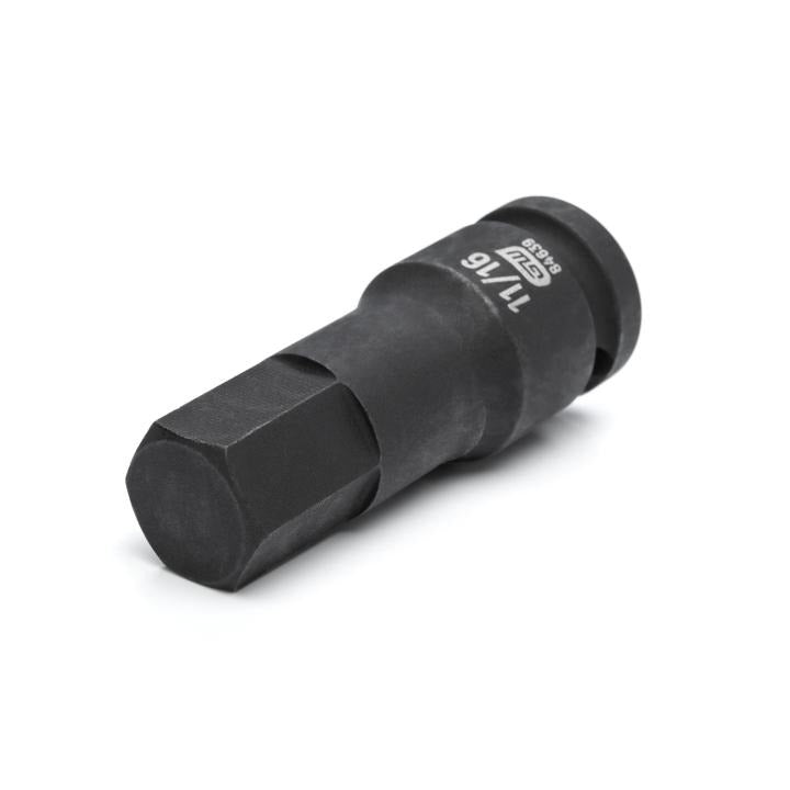 Gearwrench 89095 11/16" Hex Bit Impact Socket close-up showing laser etched markings
