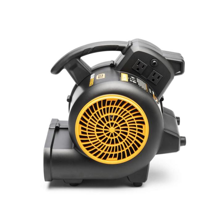 Gearwrench GWAM800 800 CFM Compact Air Mover - side view showing dual power outlets