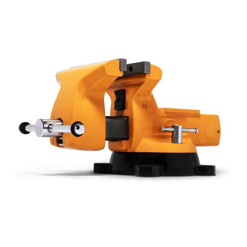 Gearwrench GWBVA8 8" Mechanic's Bench Vise with Anvil - angle view showing swivel base
