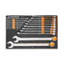 Gearwrench GWMSCWL12SAE 19-Piece 12-Point Long Pattern Combination SAE Wrench Set in black and orange foam storage tray, top view