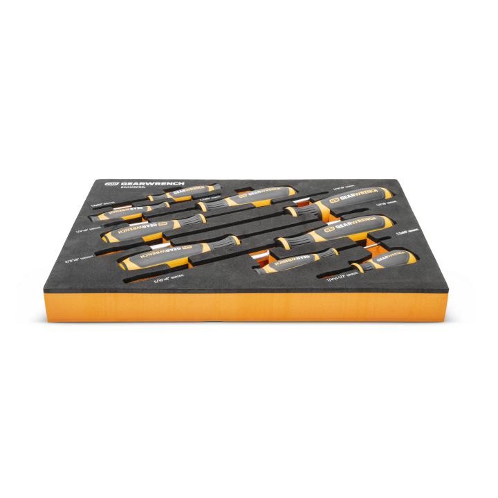 Gearwrench GWMSSCRSL 9Pc Slotted Dual Material Screwdriver Set, Foam Tray
