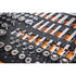 Close-up detail of Gearwrench GWMSSKT14MM socket set showing flex sockets, deep sockets, and size-labeled cutouts