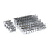 Gearwrench GWMSSKT14MM 89-piece 1/4 in Drive Master Metric Socket Set with all sockets laid out on white background