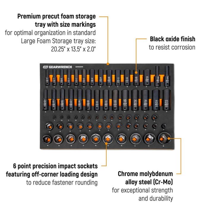 Gearwrench GWMSISKMM 66pc Metric Impact Socket Set - Additional View