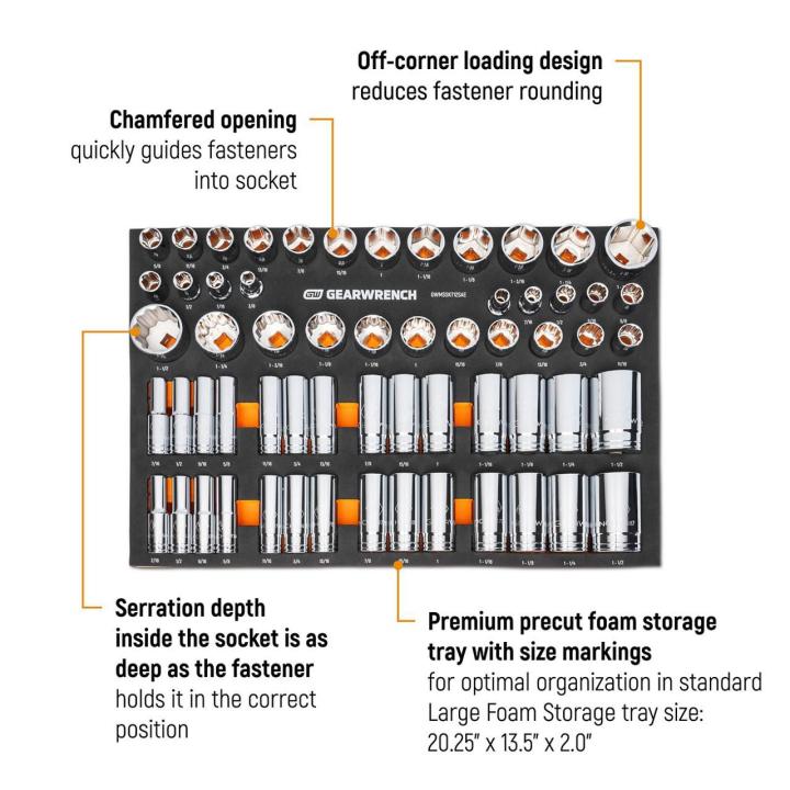 Gearwrench GWMSSKT12SAE 60pc 1/2" Drive Master SAE Socket Set