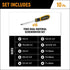 Gearwrench GWMSSCRTX 10pc Torx Dual Material Screwdriver Set - set includes infographic showing all 10 sizes (T5-T40)