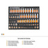 Gearwrench GWMSSKT14MM socket set infographic showing full contents: 13 6-point standard, 13 12-point standard, 13 6-point deep, 13 12-point deep, 13 mid-length, 12 flex, and 12 stubby sockets