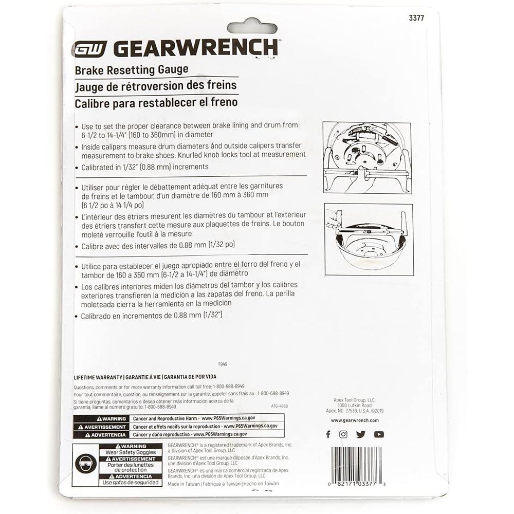 GearWrench 3377 GAUG BRK RESET
