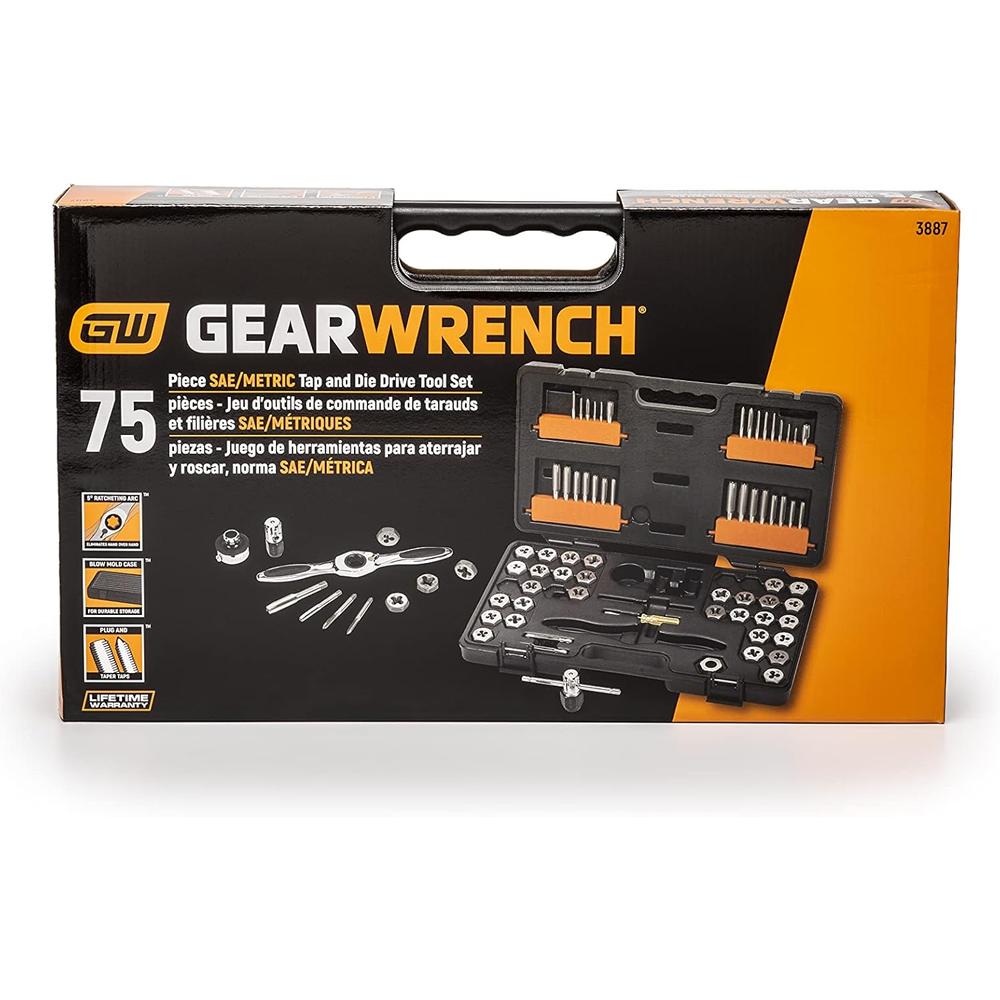 GearWrench 3887 75 Pc. Ratcheting Tap And Die Set, Sae/Metric