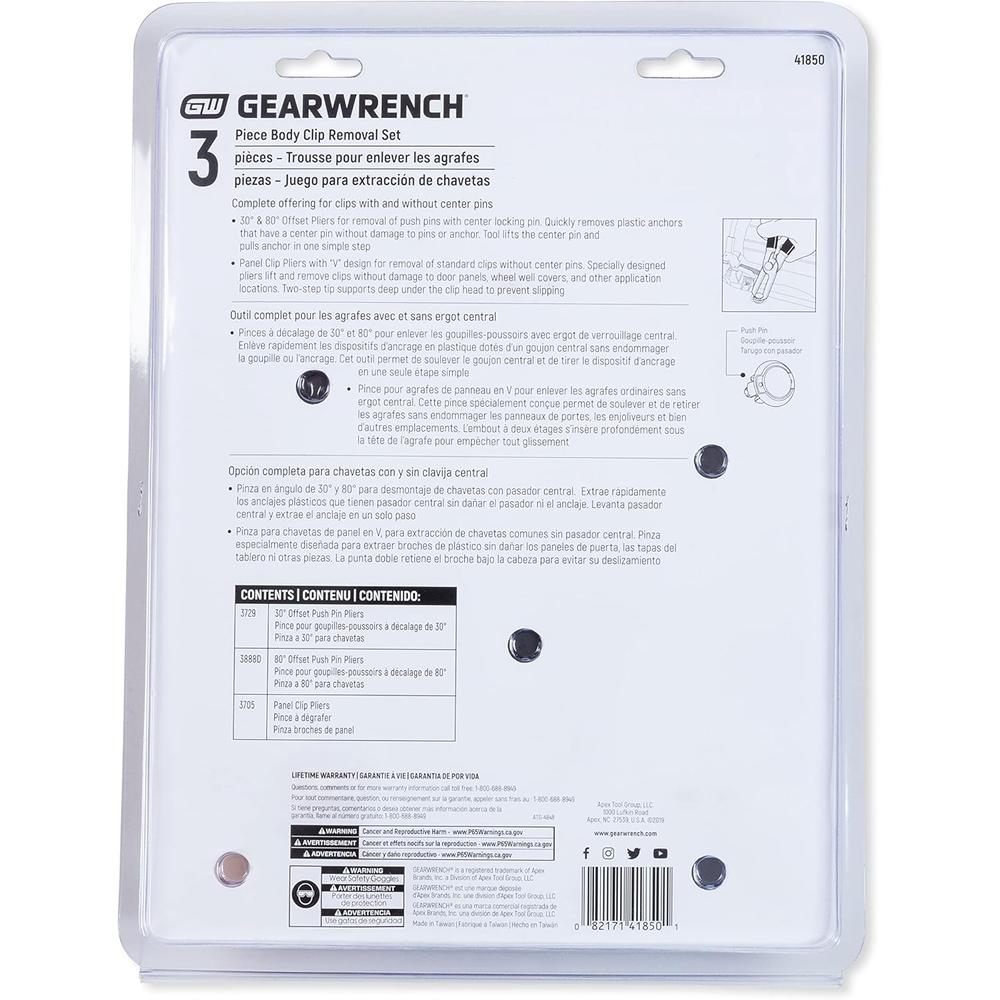 GearWrench 41850 3PC BODY CLIP SET