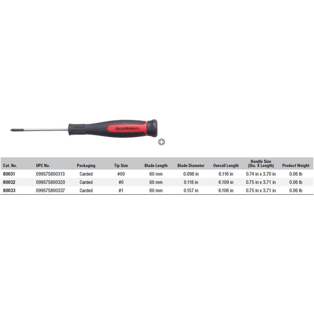 GearWrench 80032 SCRDR DUAL MAT MINI #0X60MM