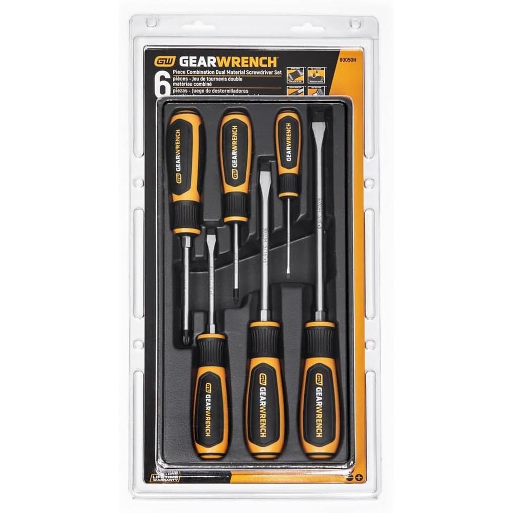 GearWrench 80050H 6-Piece Phillips/Slotted Dual Material Screwdriver Set